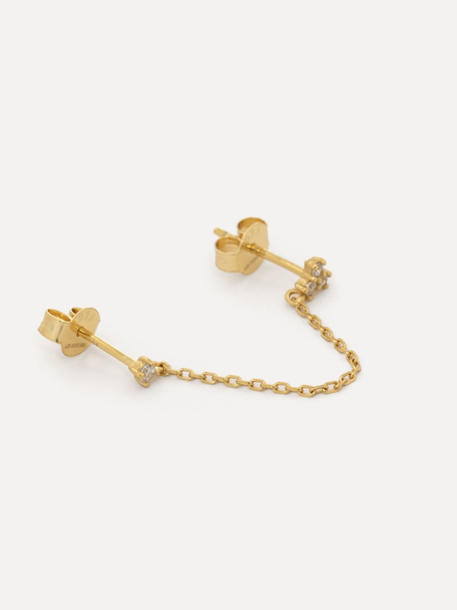 Hot Lira Double Stud Chain Oorbellen